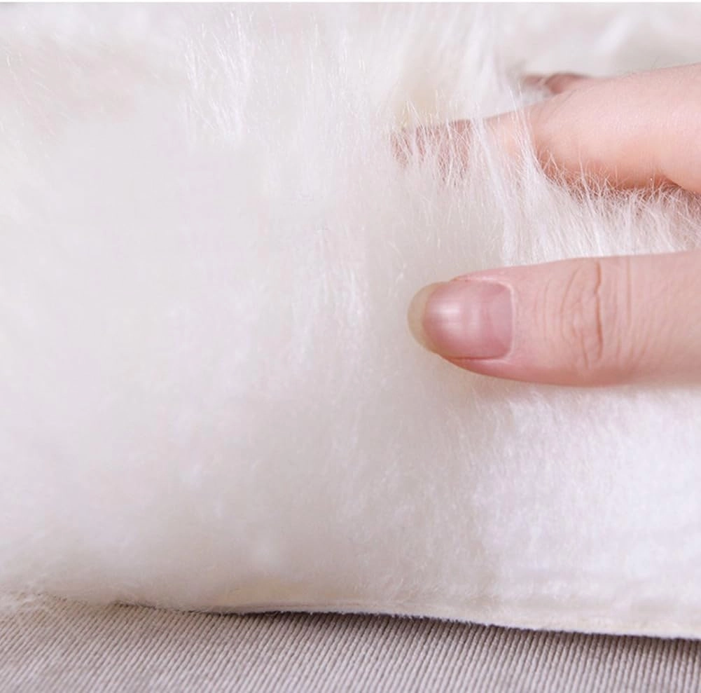 UKELER Luxurious Sheepskin Seat Pad Long Wool Sofa Cushion Wheel Chair Pad Car Seat Covers,White,18''×18''