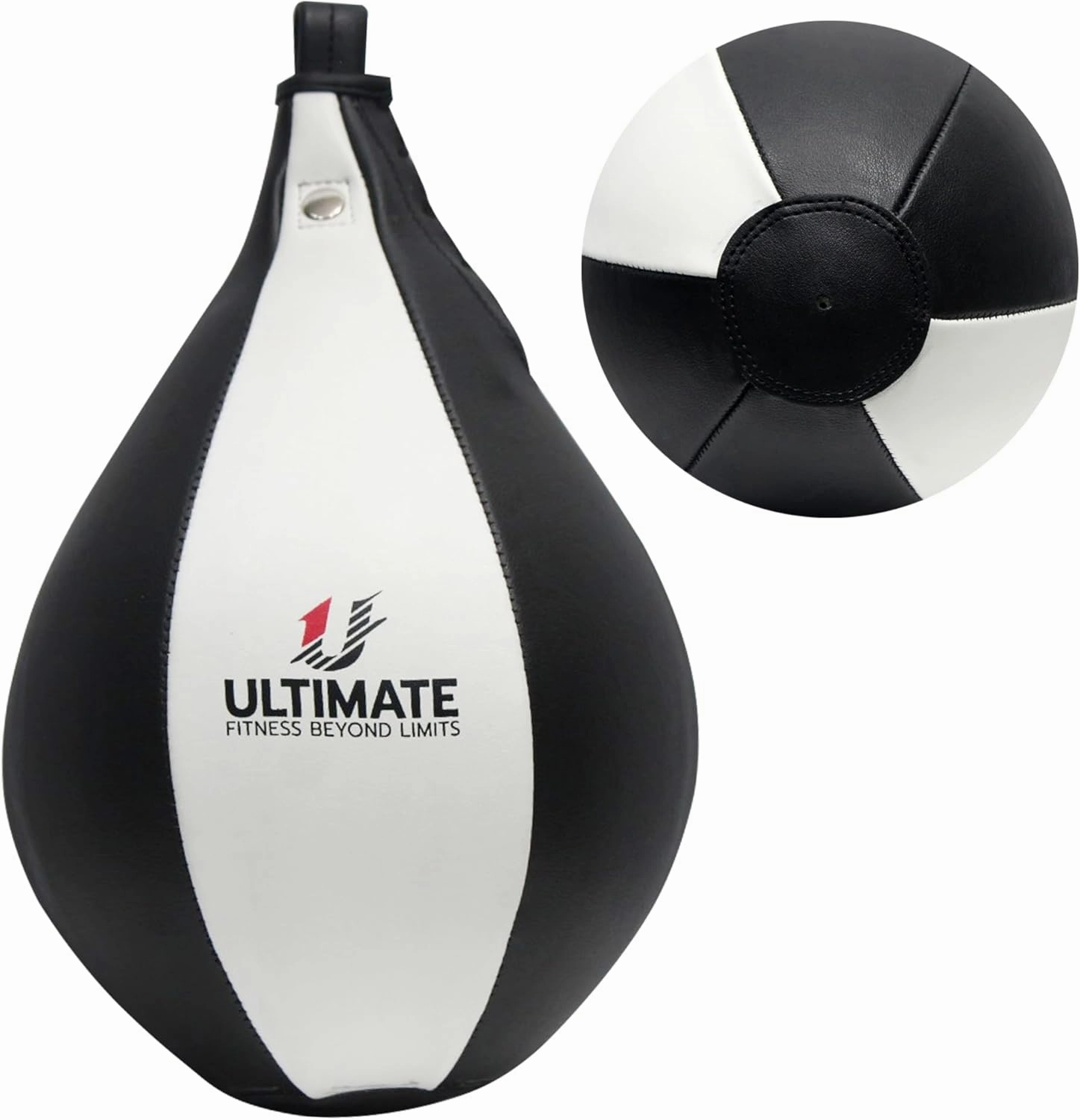 Ultimate Fitness Speed Bag - Boxing Leather MMA Muay Thai Training Punching Dodge Workout Speedball Kicking Striking Ball Kit with Hanging Swivel, Neddle, Screw Set