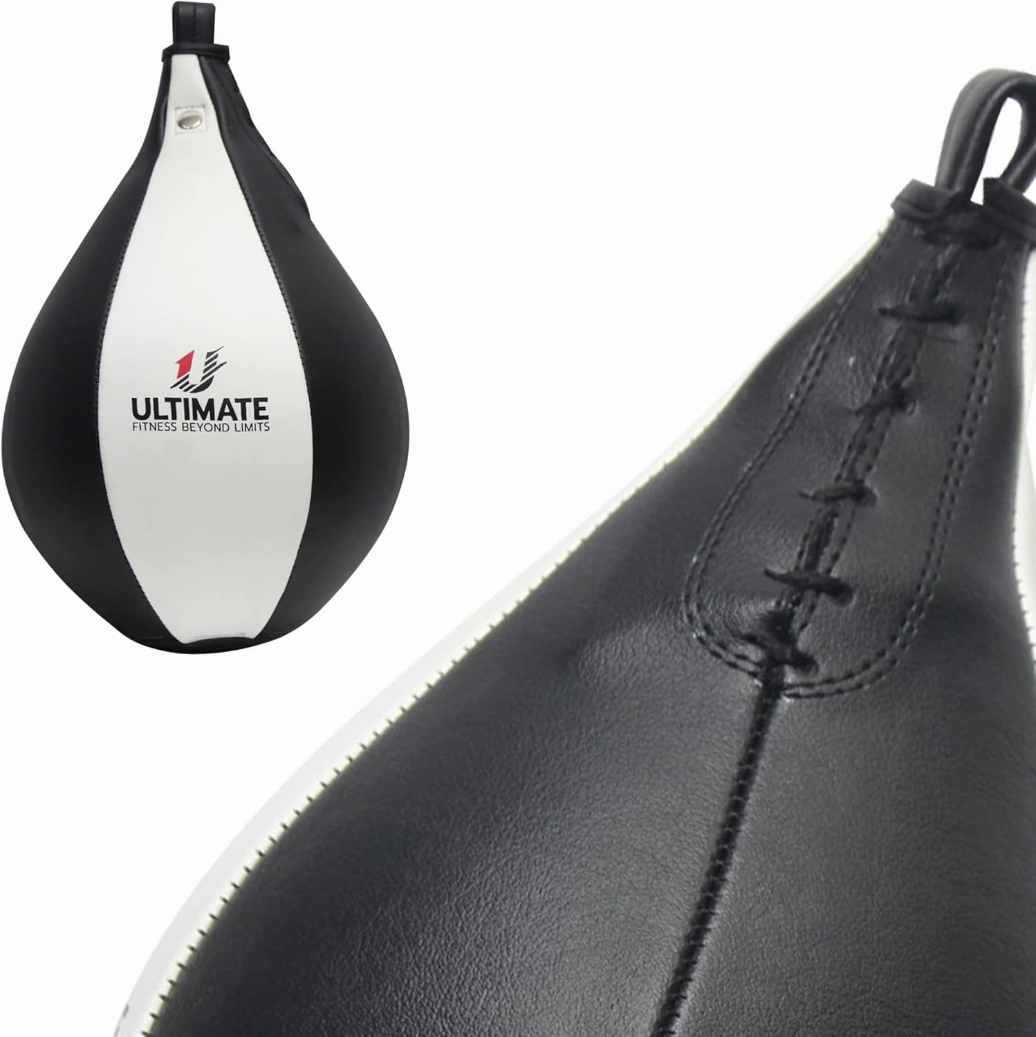Ultimate Fitness Speed Bag - Boxing Leather MMA Muay Thai Training Punching Dodge Workout Speedball Kicking Striking Ball Kit with Hanging Swivel, Neddle, Screw Set