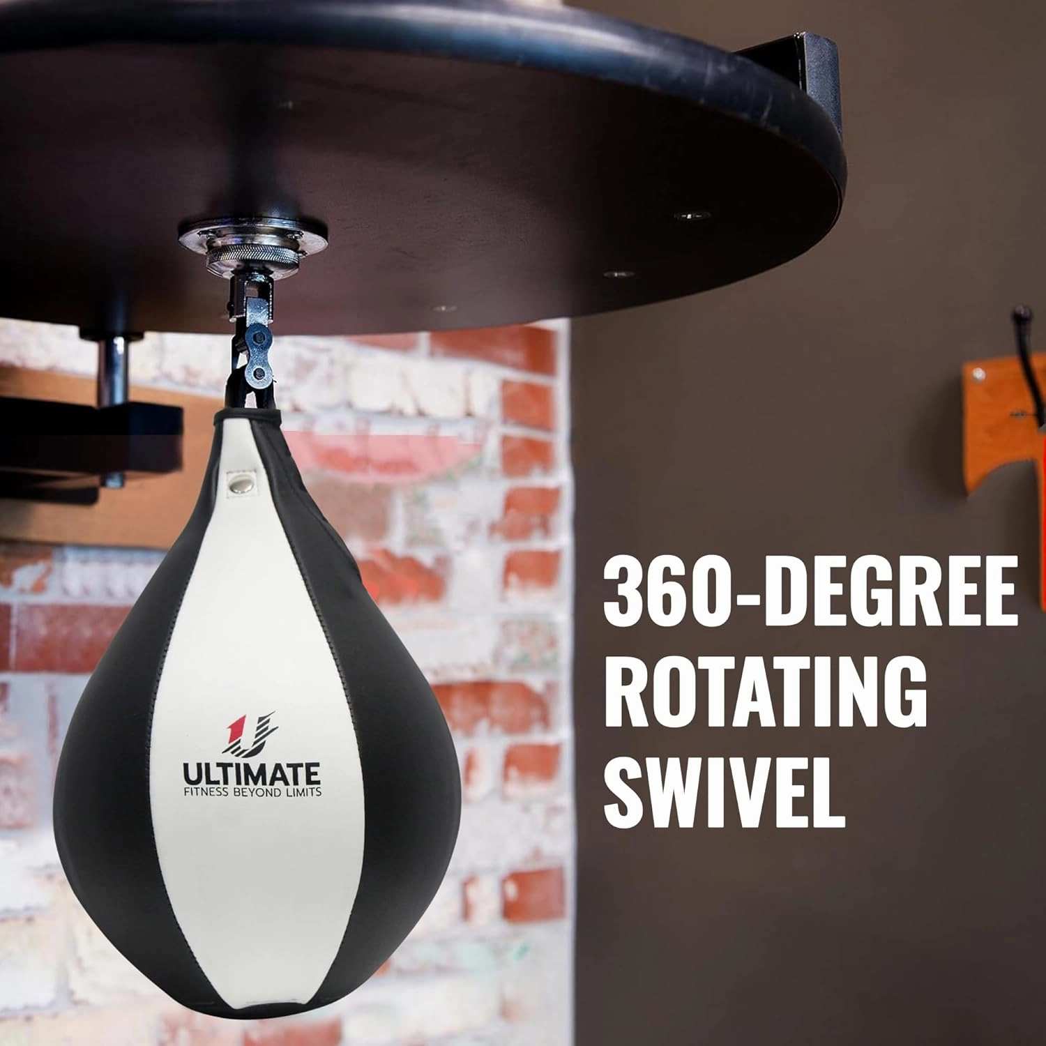 Ultimate Fitness Speed Bag - Boxing Leather MMA Muay Thai Training Punching Dodge Workout Speedball Kicking Striking Ball Kit with Hanging Swivel, Neddle, Screw Set
