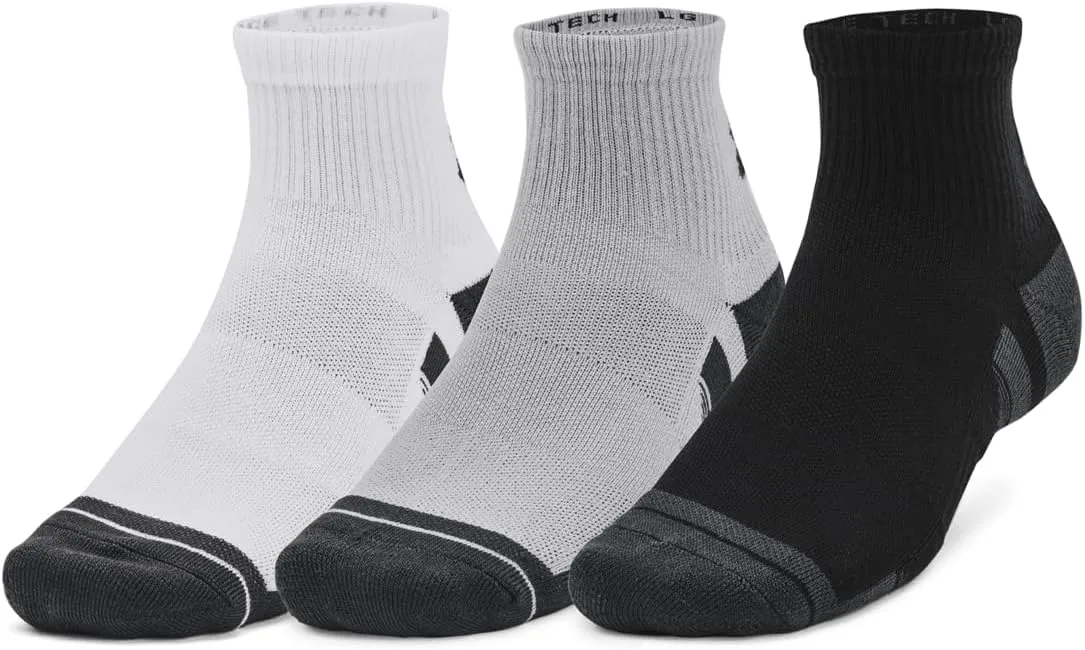 Under Armour 1379510-11-MD Unisex UA Performance Tech 3-Pack Quarter Socks Mod Gray MD