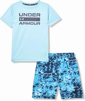 Under Armour Boys Swim Volley Set, Sleeve Shirt & Matching Shorts, Lightweight & Breathable