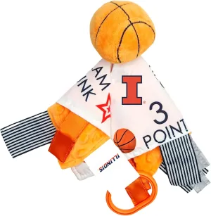 University of Illinois Fighting Illini Baby Basketball Tag Toy - College Baby Sensory Crinkle Toys - Soft & Safe - Ideal Baby Stroller Toy - BPA Free w/Stroller Clip (10" x 10" Tag Toy)…