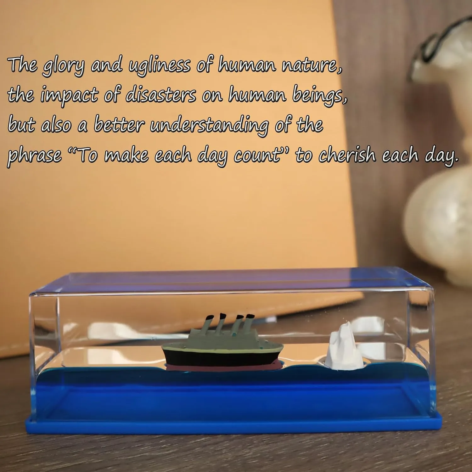 Unsinkable Boat in a Box, Unsinkable Cruise Ship Toy, Cruise Ship Fluid Drift Bottle, Cruise Ship Fluid Drift Model Decoration, Home Decoration Toys Gift. (Blue)