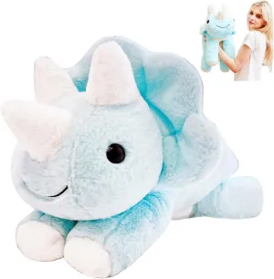 uoozii 24" | 5 Pounds Blue Dinosaur Weighted Stuffed Animals with Unscented Microwavable Heating Pad, Cute Coolable Heatable Weighted Plush Warm Gift for Kids & Adults
