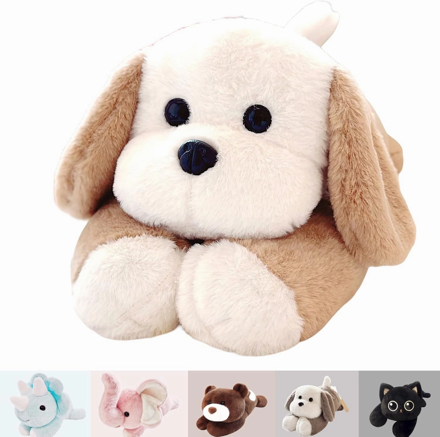 uoozii 20" | 4 Pounds Light Brown Dog Weighted Stuffed Animals with Unscented Microwavable Heating Pad, Cute Coolable Heatable Weighted Plush Warm Gift for Kids & Adults
