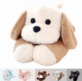 uoozii 20" | 4 Pounds Light Brown Dog Weighted Stuffed Animals with Unscented Microwavable Heating Pad, Cute Coolable Heatable Weighted Plush Warm Gift for Kids & Adults