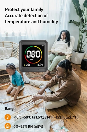 Upgraded 3-in-1 Decibel Meter, 30-110dBA Range Sound Level Meter, Portable Decibel Monitor with LED Display Noise, Temp & Humidity, Sound Decibel Meter for Home Classroom Guitar Room Bedroom