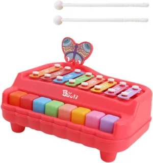 Vaguelly Early Educational Knocking Piano for Note Musical Plaything for Sound Perception Color Recognition Safe Present Red