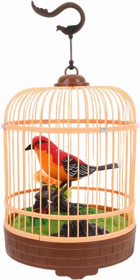 Vaguelly Electric Bird Cage Toy Voice-Activated Interactive Simulation Birdcage Safe Decoration for Parents Kindergarten Easy to Hang and Carry