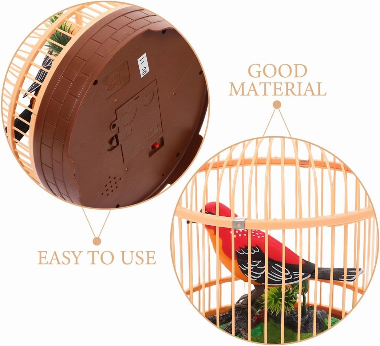 Vaguelly Electric Bird Cage Toy Voice-Activated Interactive Simulation Birdcage Safe Decoration for Parents Kindergarten Easy to Hang and Carry