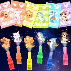 Valentines Day Gifts for Kids,30 Pack Valentines Cards for Kids Classroom with Finger Lights,Glow in the Dark Light Up Toys Bulk Party Favors,School Exchange Prize Goodies Bag Filler