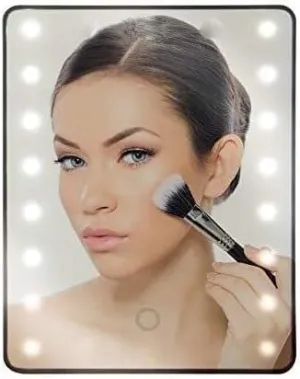 Vanity Mirror with Light - LED Makeup Mirror, Adjustable, 8" Round, Tabletop Mount, Compact, White