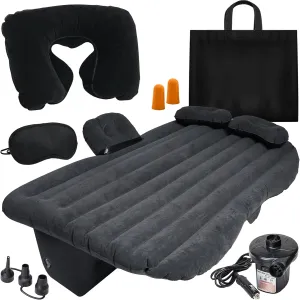 VaygWay Inflatable Car Air Mattress – Air Bed w/Pump Kit –Back Seat – Camping Vacation Blow up Bed Cushion - Sleeping Pad w/ 2 Pillows (Inflatable Car Mattress, Neck Pillow, Ear Plugs, Eye Shields)