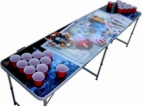 Vegas Poker Portable Beer Pong Table with Holes