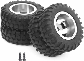VGEBY Rear Twin Tire, 2Pcs 55mm Dia RC Wheel Tyre Dual Tires Fit for D12 1/10 Remote Control Truck(Silver) Car Model Accessory Model Car Accessories D12 Wheels 2.2 Crawler Tires