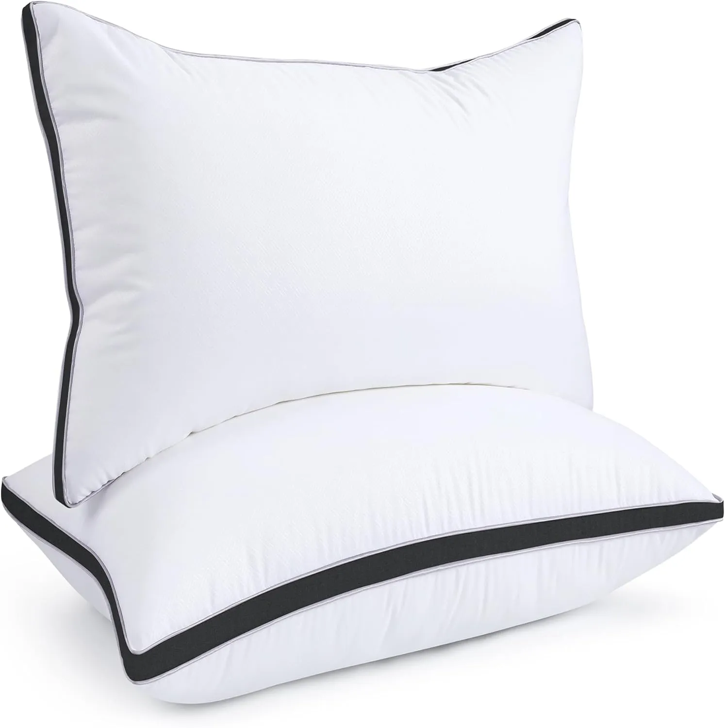 viewstar Bed Pillows Standard Size Set of 2, Hotel Cooling Down Alternative Gusseted Pillows for Side, Back, or Stomach Sleepers, Black