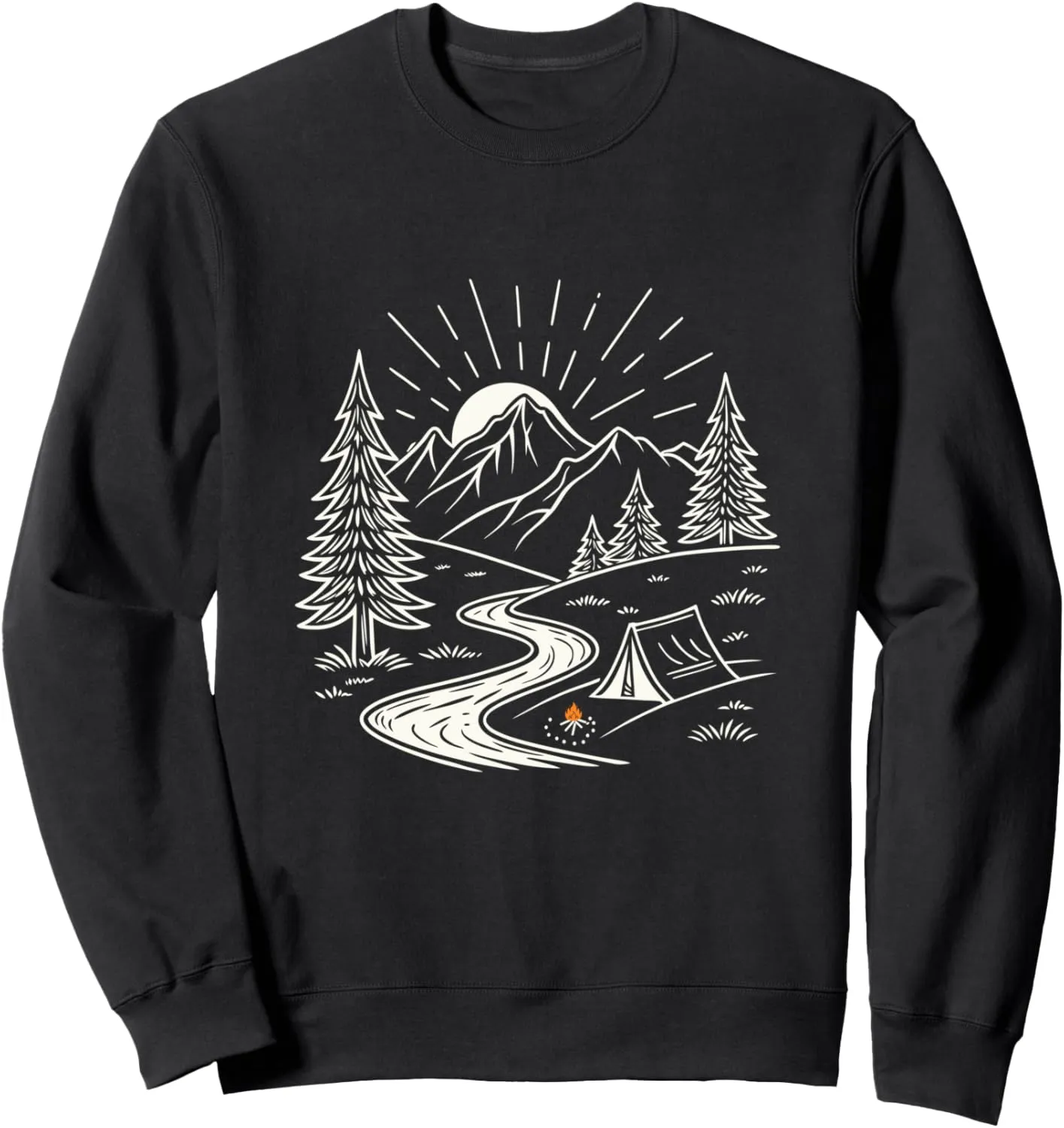 Vintage Camping Mountain Natures Adventure Outdoor Scene Sweatshirt