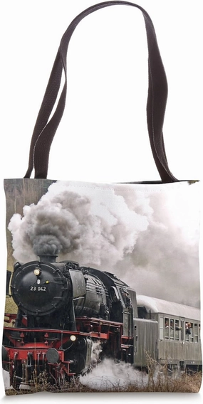 Vintage Old Locomotive Steam Engine Train Station Choo Choo Tote Bag