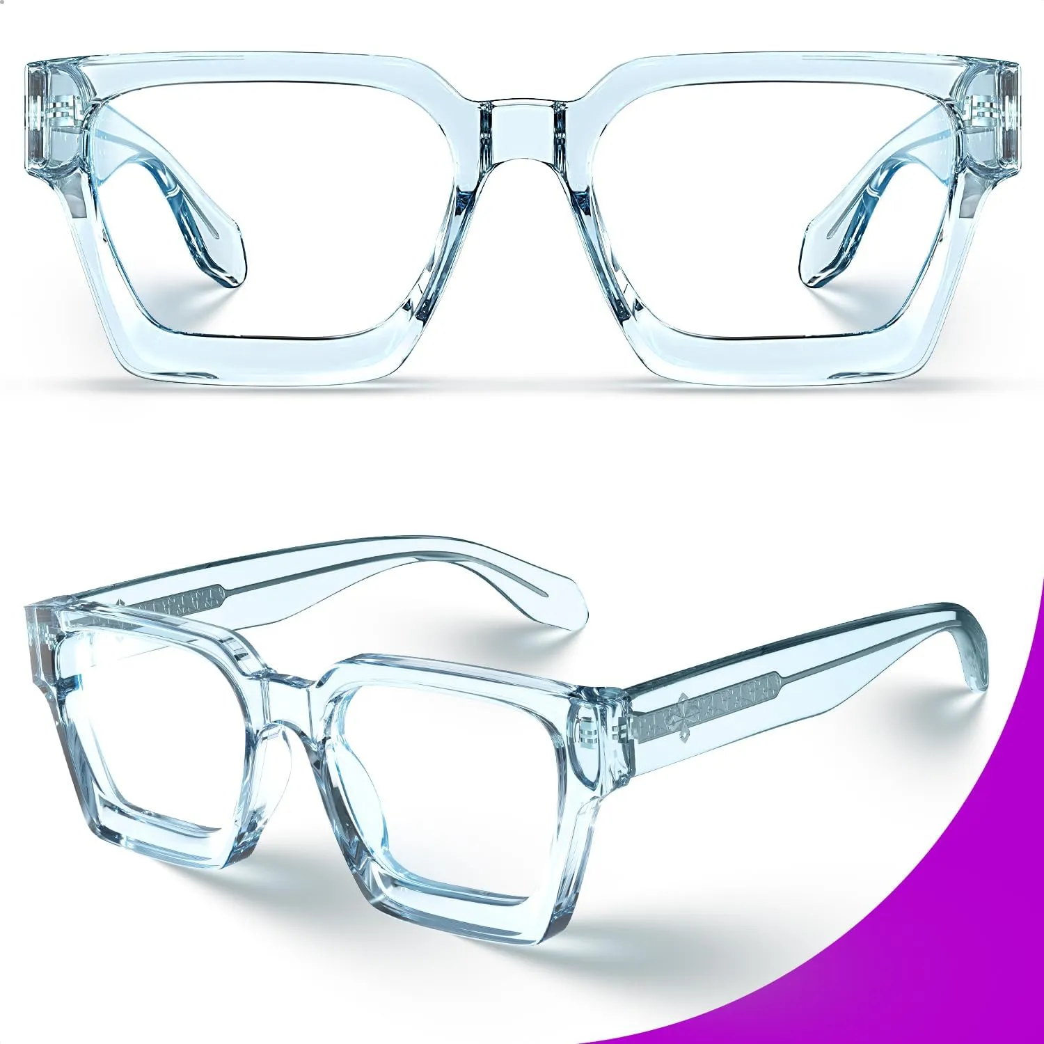 VISOONE Enhanced Version Rectangle Chic Preppy Look Blue Light Blocking Glasses for Women Men RIVER-LIGHTER