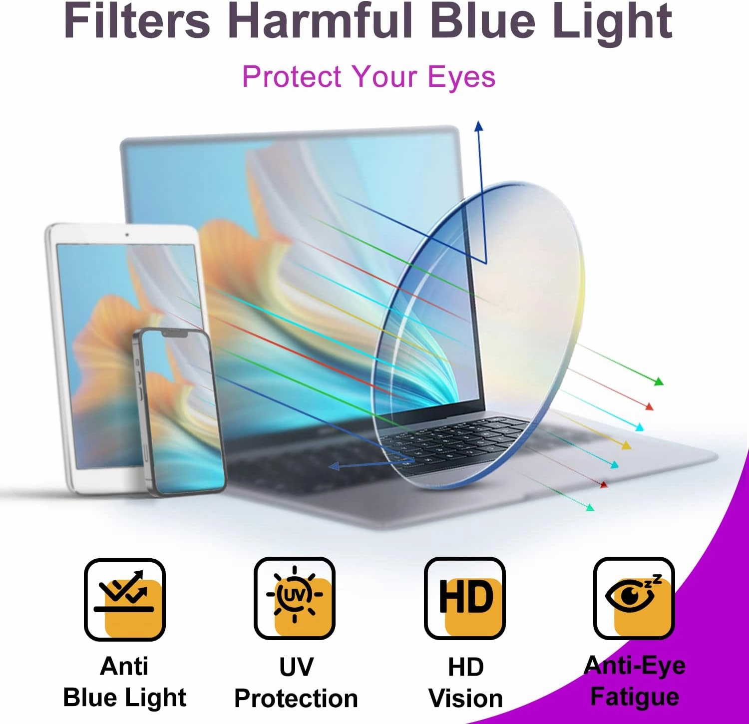 VISOONE Blue Light Blocking Glasses with TR90 Rectangle Frame and Chic Preppy Look for Women Men RIVER