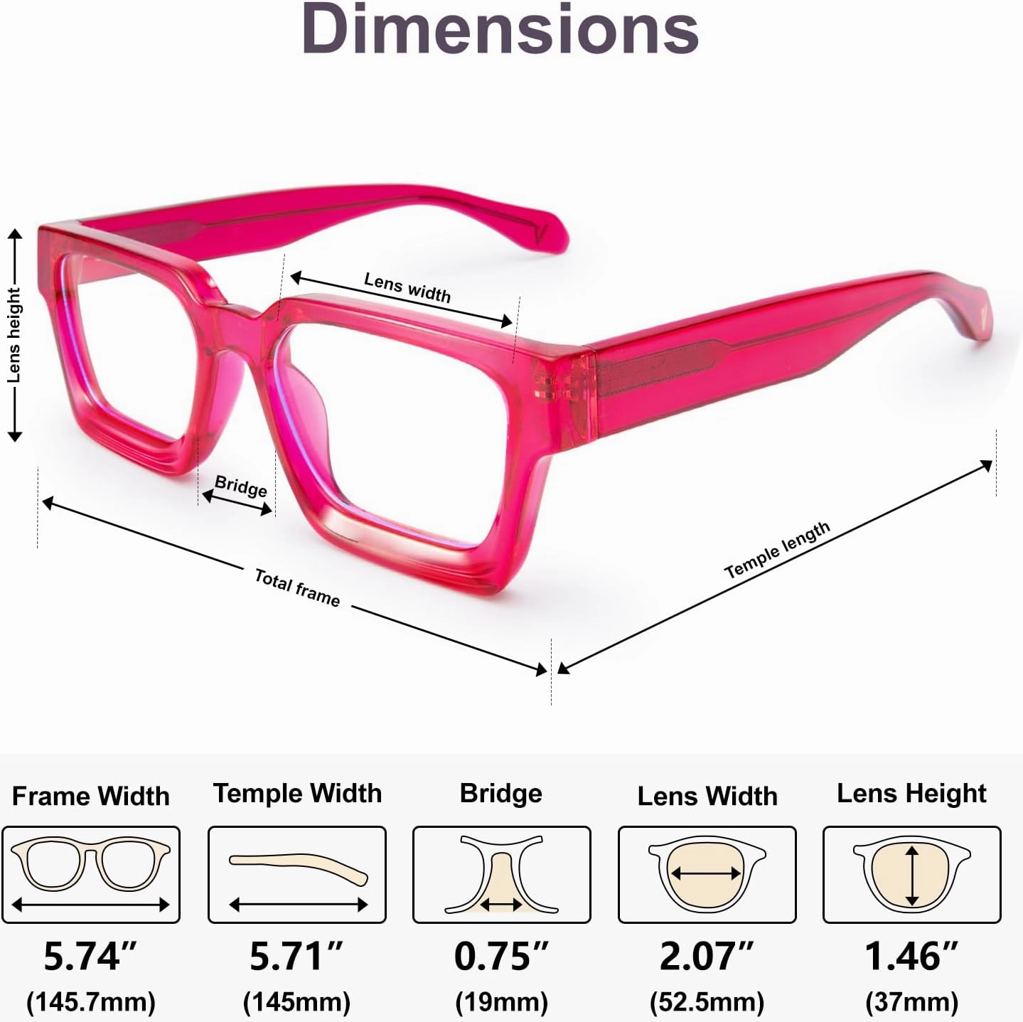 VISOONE Blue Light Blocking Glasses with TR90 Rectangle Frame and Chic Preppy Look for Women Men RIVER
