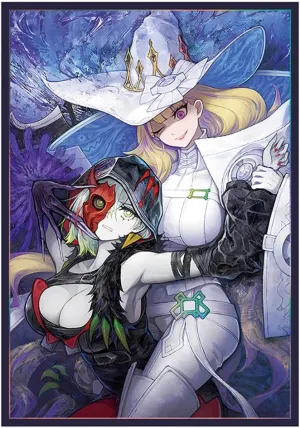 Volcanic Island 50ct 63x90mm Holographic Top Loading Trading Card Sleeves for YuGiOh/Japanese Art Anime Printing Card Sleeves Protectors (Black and White Witch)