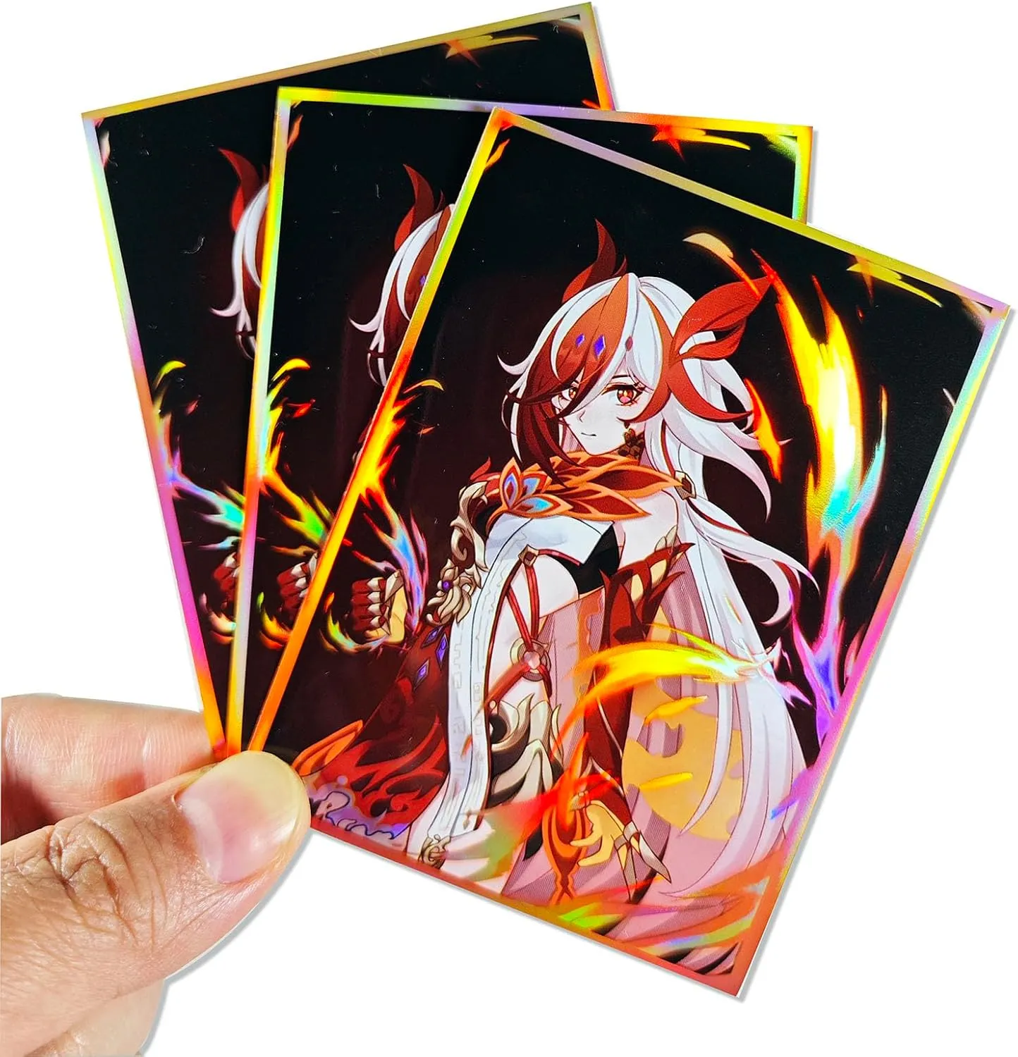 Volcanic Island 60ct 67x92mm Holographic Flashing (Fenghuang of Vicissitude) Top Loading Trading Card Sleeves Deck Protector for MTG/TCG/PTCG Art Anime Printing Card Sleeves Protectors (02)
