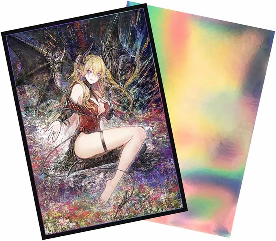 Volcanic Island 50ct 63x90mm Holographic Top Loading Trading Card Sleeves for YuGiOh/Japanese Art Anime Printing Card Sleeves Protectors (Lacrima The Scarlet Sorrow)