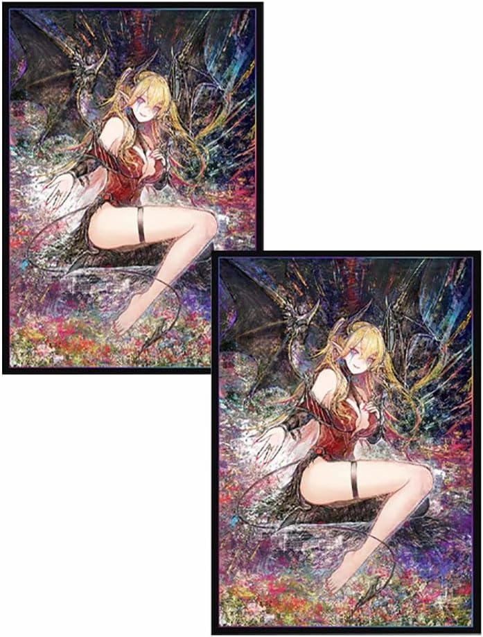 Volcanic Island 50ct 63x90mm Holographic Top Loading Trading Card Sleeves for YuGiOh/Japanese Art Anime Printing Card Sleeves Protectors (Lacrima The Scarlet Sorrow)