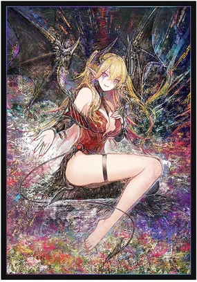 Volcanic Island 50ct 63x90mm Holographic Top Loading Trading Card Sleeves for YuGiOh/Japanese Art Anime Printing Card Sleeves Protectors (Lacrima The Scarlet Sorrow)