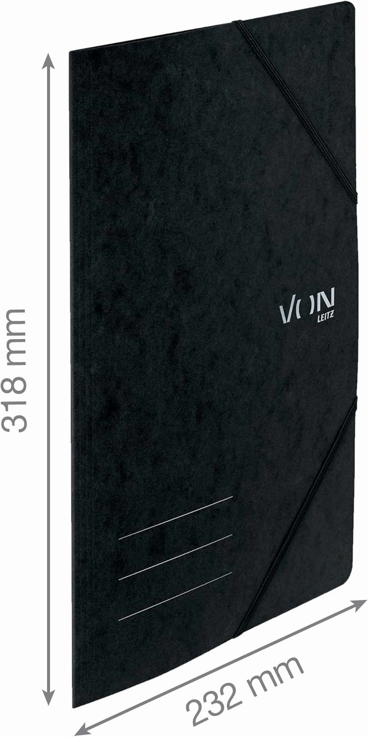 VON Leitz 30112099 Pack of 10 A4 Folder with Elastic Band, with Modern Von Print, for School and Home, Multicoloured, Pack of 10