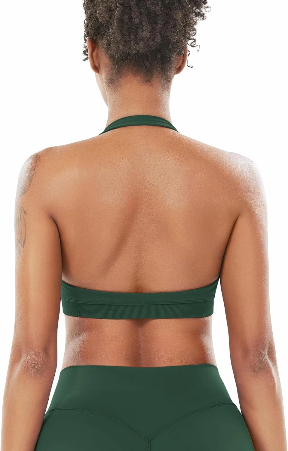 VOYJOY Women Workout Impact Bras Medium Low Support Halter Sports Bras Seamless Open Back Gym Padded Yoga Crop Top