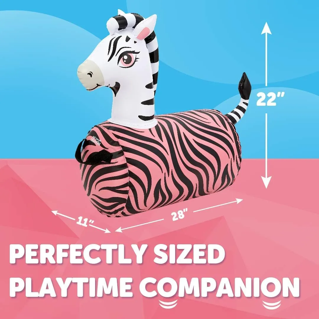 WADDLE Hip Hopper Inflatable Hopping Animal Bouncer Zebra, Ages 2 and Up, Supports Up to 85 Pounds