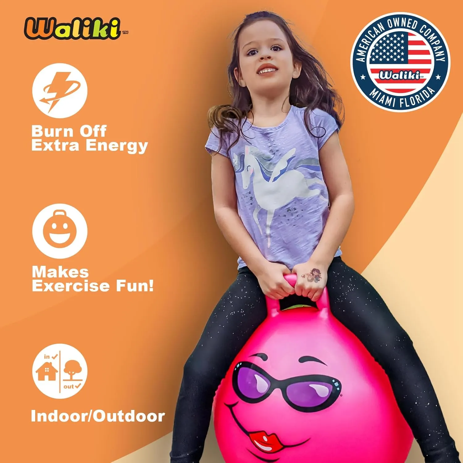 WALIKI Hopper Ball Toy for Girls 7 8 9 Years Old | Hippity Hop Jumping Ball | Sit & Bounce | Cool Birthday Gift | Pink | 20”