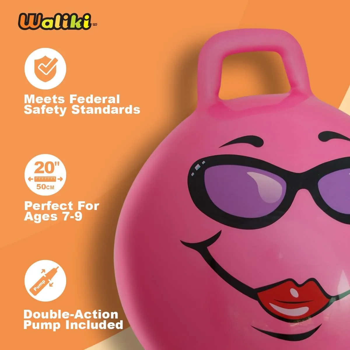 WALIKI Hopper Ball Toy for Girls 7 8 9 Years Old | Hippity Hop Jumping Ball | Sit & Bounce | Cool Birthday Gift | Pink | 20”