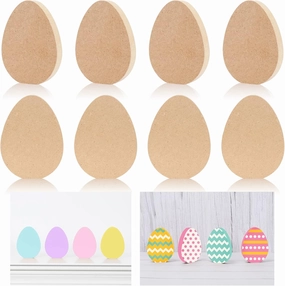 Waline 8Pcs Wooden Easter Egg Shaped Table Signs & Craft Tags - Unfinished Wood Slice Ornaments for Spring Home Decor & DIY Art Craft Party Supplies