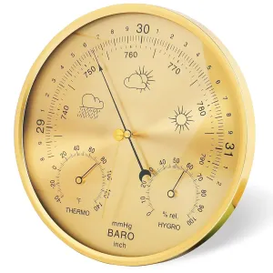 Wall Hanging 3 in 1 Barometer Weather Station,Thermometer, Barometer, Hygrometer,Accurate Weather Station for Home and Office,Indoor and Outdoor Use,Mechanical Movement