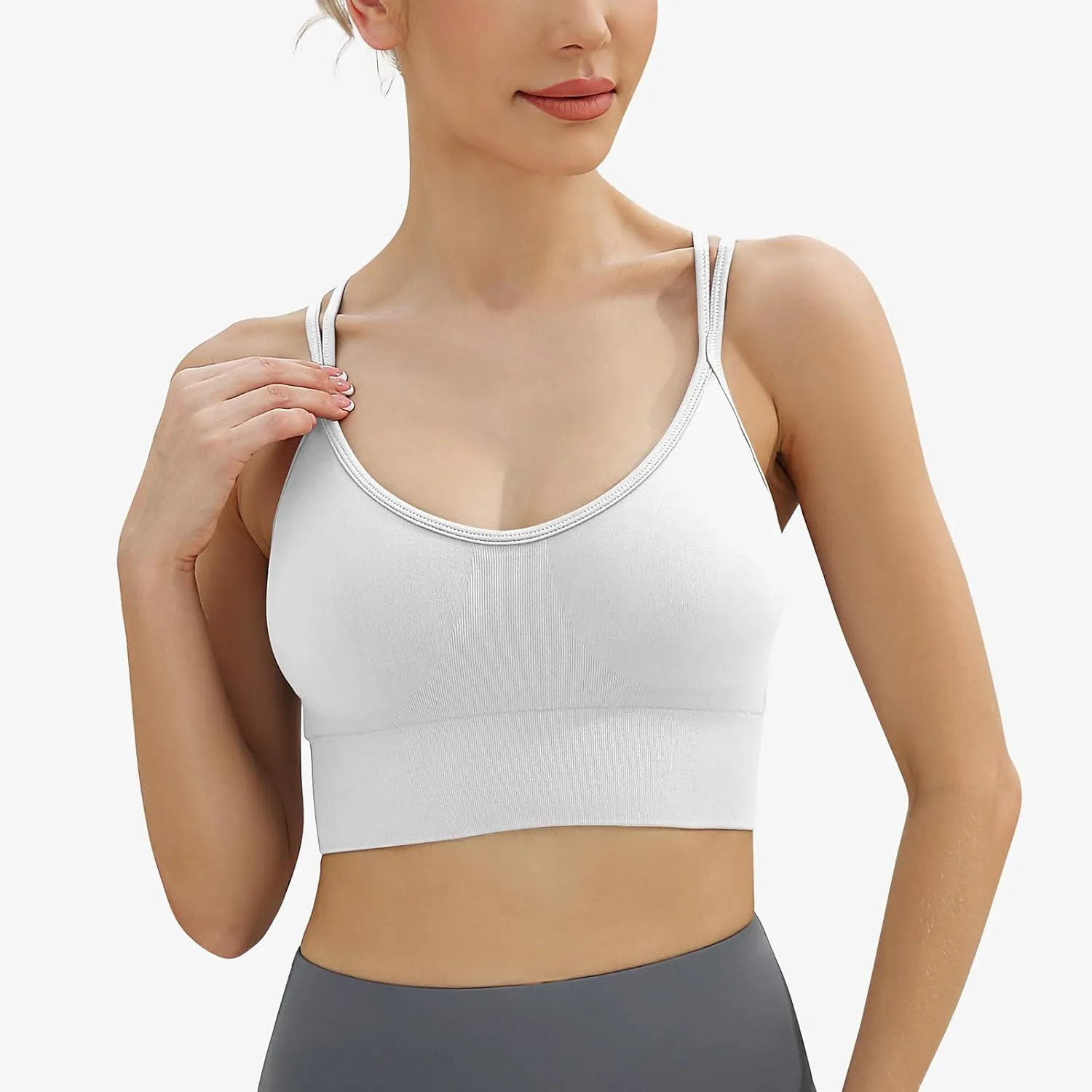WANAYOU Women Strappy Sports Bra for Women,Cross Back Sports Bra Padded Yoga Bra 3 Pack Medium Support Workout Bra
