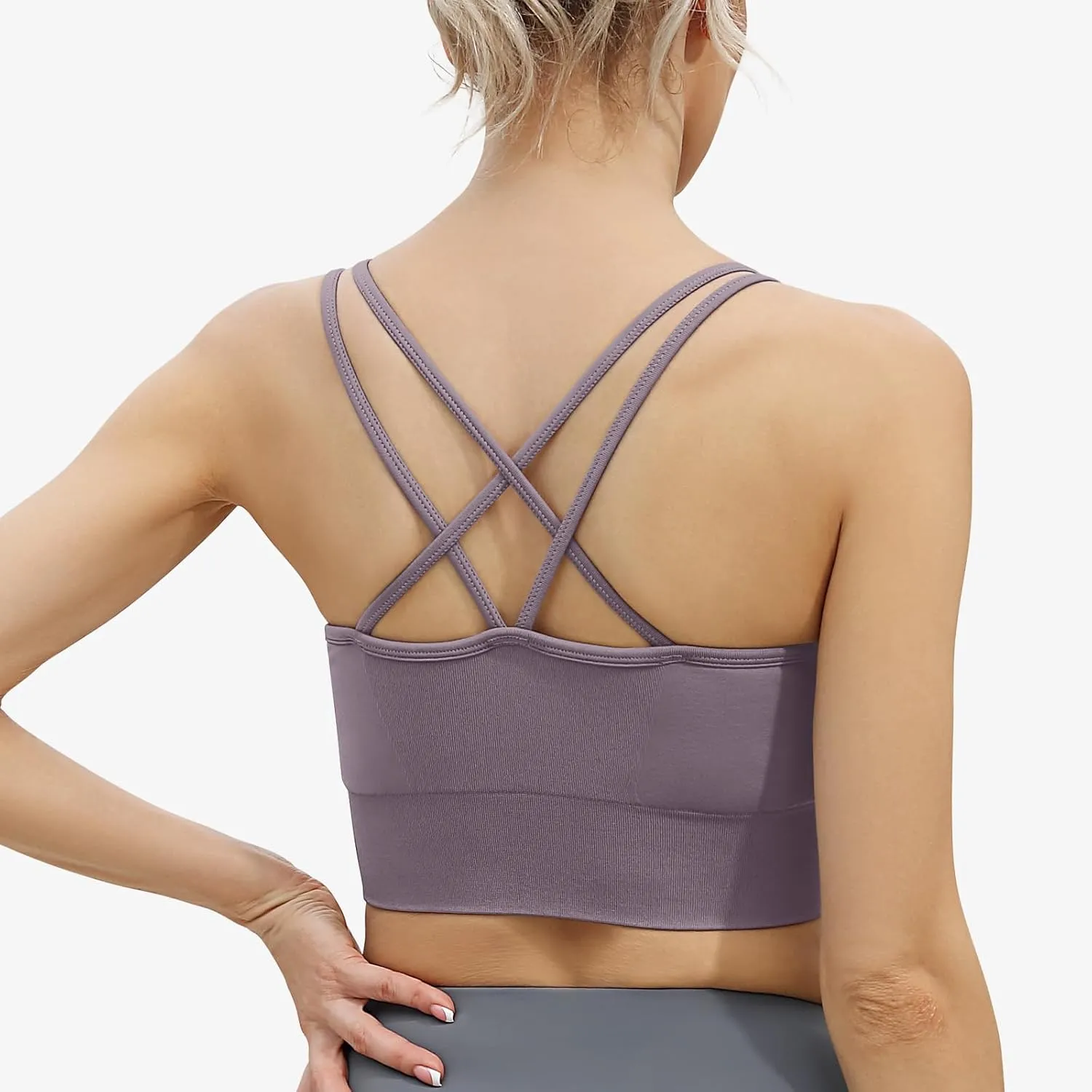 WANAYOU Women Strappy Sports Bra for Women,Cross Back Sports Bra Padded Yoga Bra 3 Pack Medium Support Workout Bra