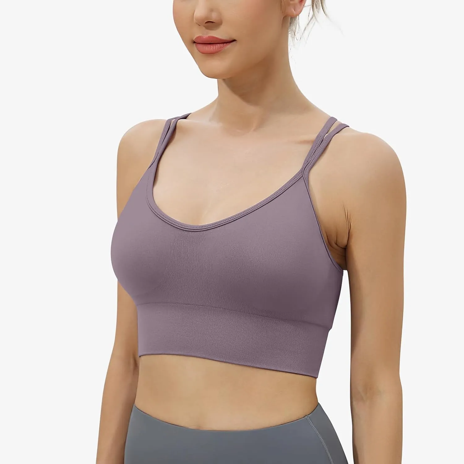 WANAYOU Women Strappy Sports Bra for Women,Cross Back Sports Bra Padded Yoga Bra 3 Pack Medium Support Workout Bra