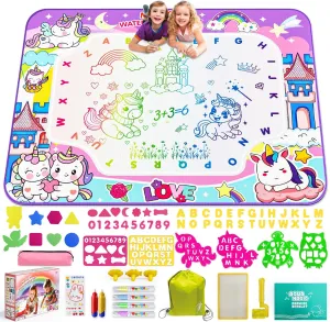 Water Doodle Mat,40 x 32 Inch Large Drawing Mat with Backpack,Educational Toys Gifts for Kids Boys Girls,Mess Free Painting for Toddlers Age 3-8 Year Old