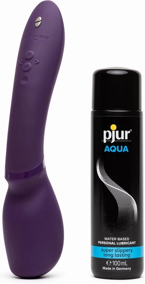 We-Vibe Wand 2 Vibrating Personal Massager & Pjur Aqua Water Based Personal Lubricant 3.4 fl oz - Couples Sex Toys Bundle