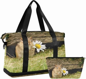 Weekender Overnight Bags for Women Cute Baby Chipmunk Travel Duffel Bag with Shoe Compartments Gym Duffel Bag with Toiletry Bag for Travel Sport Yoga 17 Inch