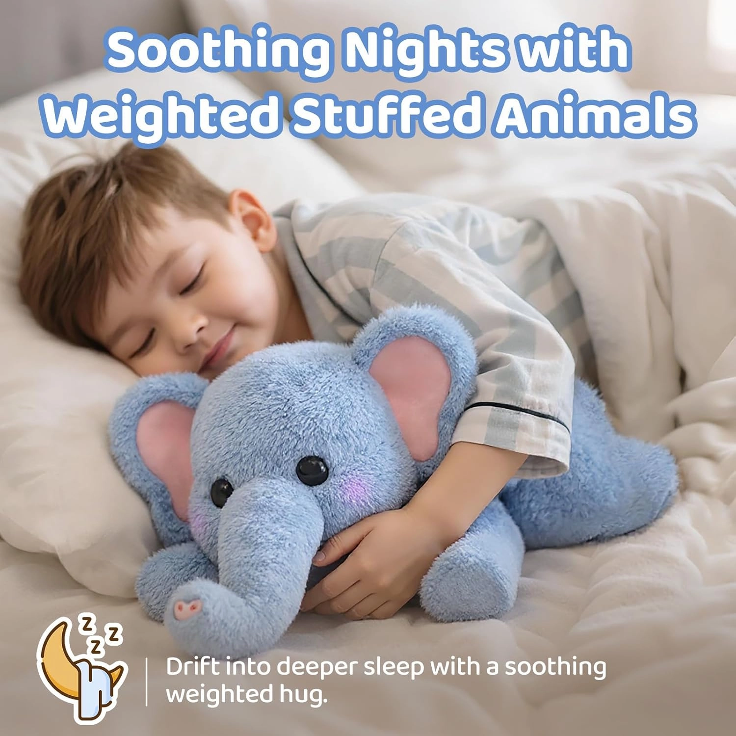 Weighted Stuffed Animals with Microwavable Heating Pad - 5lb or 2.13lb Adjustable, Heatable & Coolable Elephant Plush for Relaxation, Removable Inner Pad, Perfect Plush Gift for Kids Adults (23 Inch)