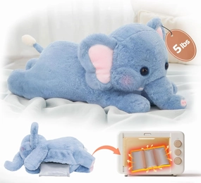 Weighted Stuffed Animals with Microwavable Heating Pad - 5lb or 2.13lb Adjustable, Heatable & Coolable Elephant Plush for Relaxation, Removable Inner Pad, Perfect Plush Gift for Kids Adults (23 Inch)