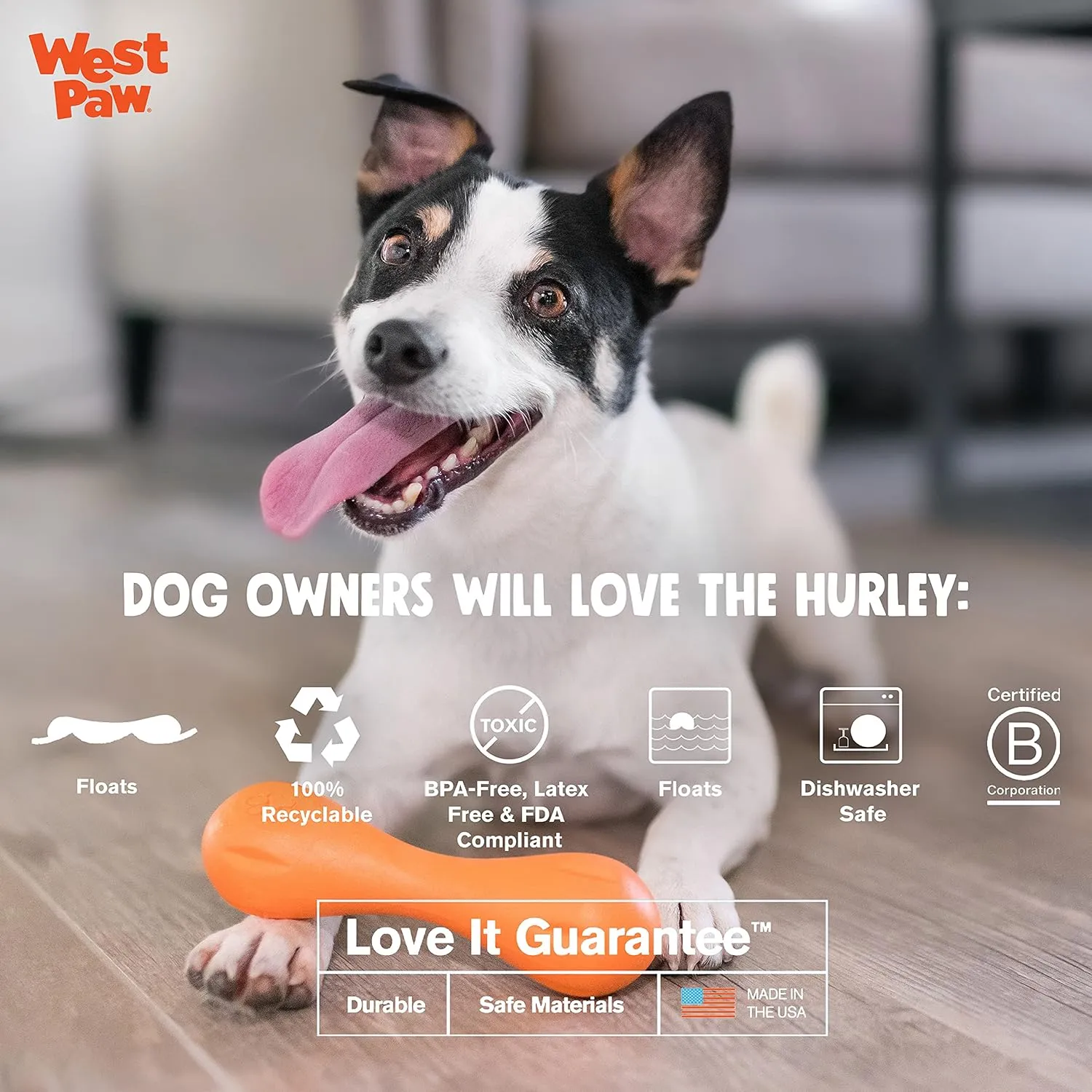 WEST PAW Zogoflex Hurley Dog Bone Chew Toy – Floatable Pet Toys for Aggressive Chewers, Catch, Fetch – Bright-Colored Bones for Dogs – Recyclable, Dishwasher-Safe, Non-Toxic, Small 6", Ruby Red