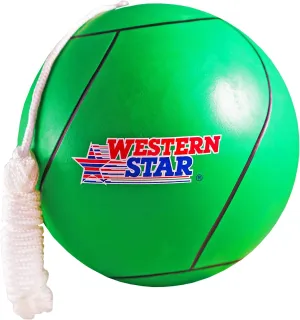 Western Star Tetherball Game Set - Classic and Original - Soft-Touch Tether Ball with 2 Durable Attached Ropes - Indoor, Outdoor, 4 Colors - Easy Attach & Play - Classic Family Outdoor Game for Kids
