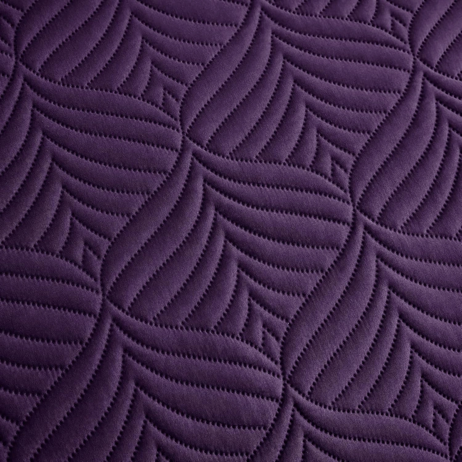 Whale Flotilla Quilts Queen Size, 3-Piece Soft Lightweight Modern Geometric Full Queen Quilt Bedding Set Bedspread Coverlet for All Seasons, Purple
