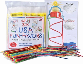 WIKKI STIX USA Fun Paks, Travel Essential for Road Trips, Featuring USA Landmarks and Locations, Made in USA. Pack of 20.